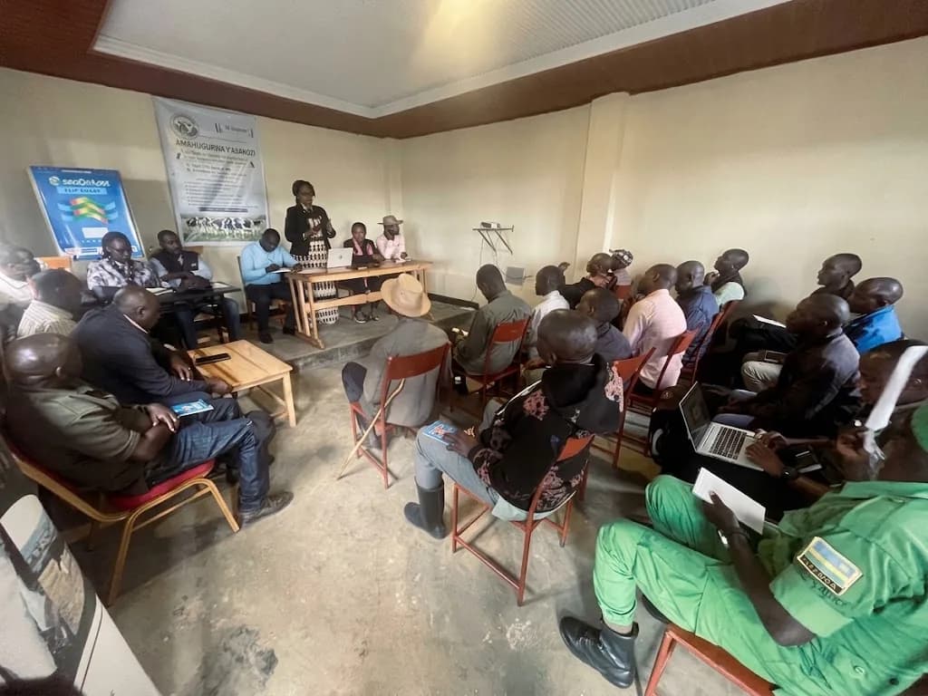 Farmers attending a cooperative training meeting